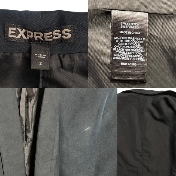 Express Black Lined Long Sleeve Open Front Folded Sleeves Blazer 2 - Picture 3 of 14